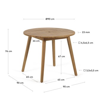 Table d'extérieur ronde Vilma en bois massif ronde en bois massif d'un