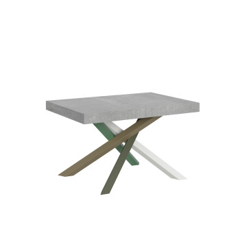 Volantis Color 4/A Table P.90 - Table extensible 120/224x90 cm Volantis frêne blanc pieds multicolores 4/A