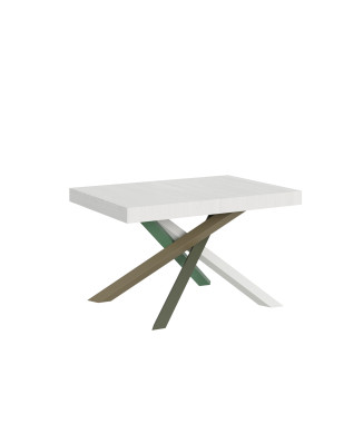 Volantis Color 4/A Table P.90 - Table extensible 140/400x90 cm Volantis frêne blanc pieds multicolores 4/A