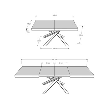 Volantis Color 4/A Table P.90 - Table extensible 160/264x90 cm Volantis frêne blanc pieds multicolores 4/A