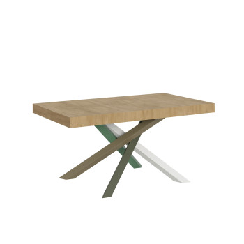 Volantis Color 4/A Table P.90 - Table extensible 160/264x90 cm Volantis frêne blanc pieds multicolores 4/A