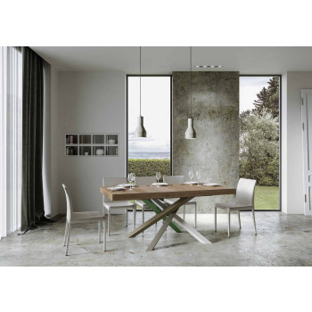 Volantis Color 4/A Table P.90 - Table extensible 160/264x90 cm Volantis frêne blanc pieds multicolores 4/A