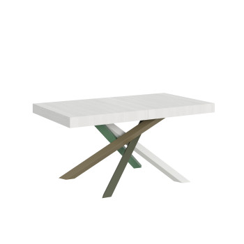 Volantis Color 4/A Table P.90 - Table extensible 160/264x90 cm Volantis frêne blanc pieds multicolores 4/A
