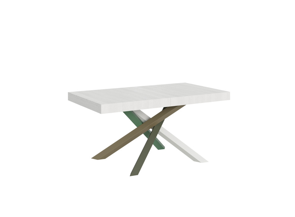 Volantis Color 4/A Table P.90 - Table extensible 160/264x90 cm Volantis frêne blanc pieds multicolores 4/A