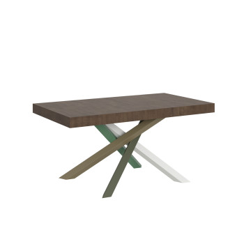 Volantis Color 4/A Table P.90 - Table extensible 160/420x90 cm Volantis frêne blanc pieds multicolores 4/A