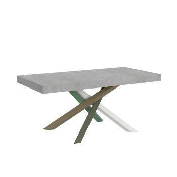 Volantis Color 4/A Table P.90 - Table extensible 200/304x90 cm Volantis frêne blanc pieds multicolores 4/A