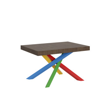 Volantis Color 4/B Table P.90 - Table extensible 140/244x90 cm Volantis frêne blanc pieds multicolores 4/B