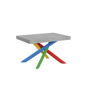 Volantis Color 4/B Table P.90 - Table extensible 140/244x90 cm Volantis frêne blanc pieds multicolores 4/B