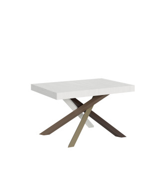 Table Volantis Color 4/C P.90 - Table extensible 130/390x90 cm Volantis frêne blanc pieds multicolores 4/C