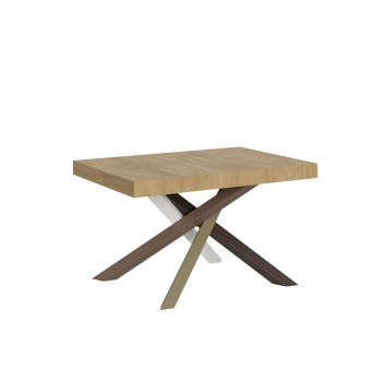 Volantis Color 4/C Table P.90 - Table extensible 140/244x90 cm Volantis frêne blanc pieds multicolores 4/C