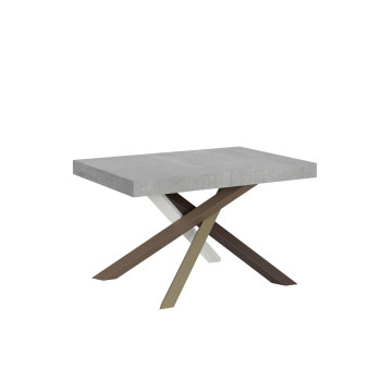 Volantis Color 4/C Table P.90 - Table extensible 140/244x90 cm Volantis frêne blanc pieds multicolores 4/C