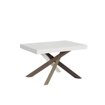 Volantis Color 4/C Table P.90 - Table extensible 140/244x90 cm Volantis frêne blanc pieds multicolores 4/C