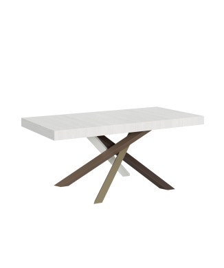 Table Volantis Color 4/C P.90 - Table extensible 180/284x90 cm Volantis frêne blanc pieds multicolores 4/C