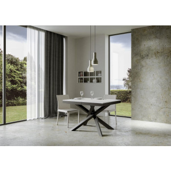 Table Volantis Evolution avec pieds et structure anthracite D.90 - Table extensible 120/224x90 cm Volantis Evolution frêne blanc avec structure et pieds anthracite