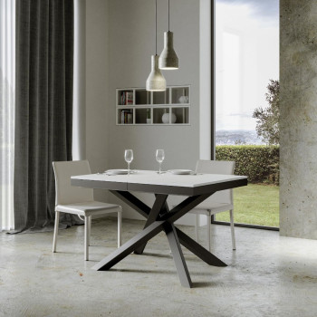 Table Volantis Evolution avec pieds et structure anthracite D.90 - Table extensible 120/224x90 cm Volantis Evolution frêne blanc avec structure et pieds anthracite