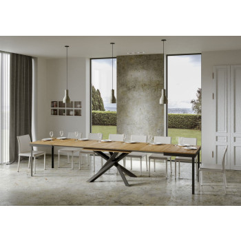 Table Volantis Evolution avec pieds et structure anthracite D.90 - Table extensible 120/380x90 cm Volantis Evolution frêne blanc avec structure et pieds anthracite