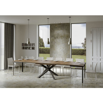 Table Volantis Evolution avec pieds et structure anthracite D.90 - Table extensible 120/380x90 cm Volantis Evolution frêne blanc avec structure et pieds anthracite