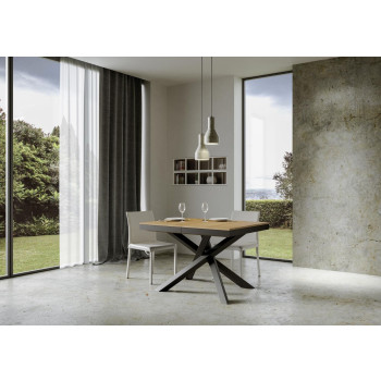 Table Volantis Evolution avec pieds et structure anthracite D.90 - Table extensible 120/380x90 cm Volantis Evolution frêne blanc avec structure et pieds anthracite