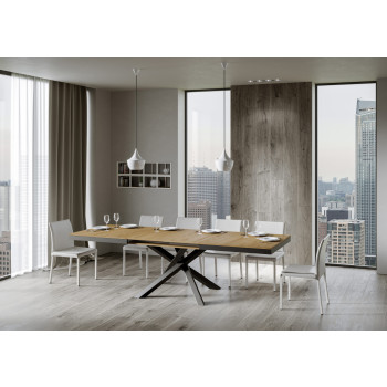 Table Volantis Evolution avec pieds et structure anthracite D.90 - Table extensible 180/284x90 cm Volantis Evolution frêne blanc avec structure et pieds anthracite