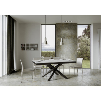Table Volantis Evolution avec pieds et structure anthracite D.90 - Table extensible 180/284x90 cm Volantis Evolution frêne blanc avec structure et pieds anthracite