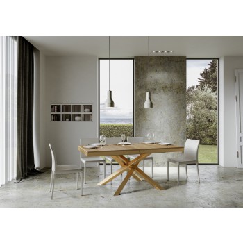 Table Volantis Evolution avec cadre doré - Table extensible 90x180/440 cm Volantis Evolution Frêne Blanc avec cadre doré