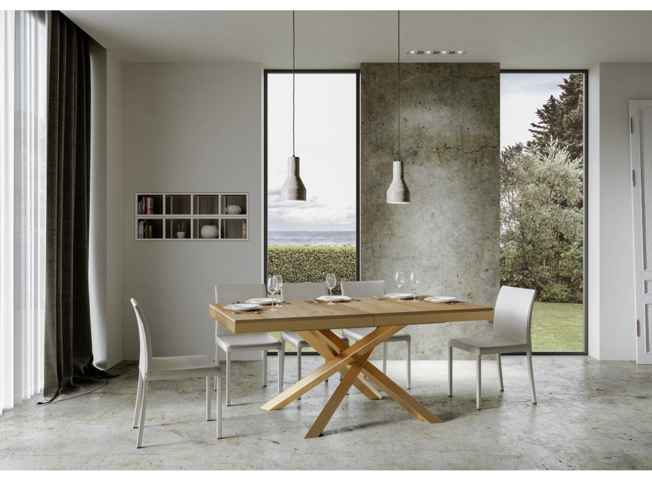 Table Volantis Evolution avec cadre doré - Table extensible 90x180/440 cm Volantis Evolution Frêne Blanc avec cadre doré