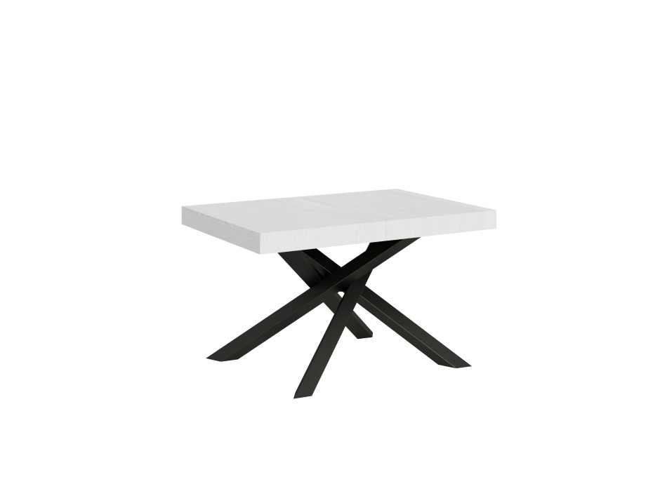 Table Volantis pieds anthracite D.90 - Table extensible 120/380x90 cm Volantis frêne blanc pieds anthracite