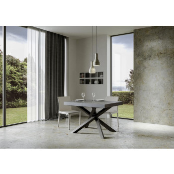 Table Volantis pieds anthracite D.90 - Table extensible 130/234x90 cm Volantis frêne blanc pieds anthracite