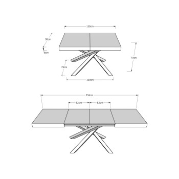 Table Volantis pieds anthracite D.90 - Table extensible 130/234x90 cm Volantis frêne blanc pieds anthracite