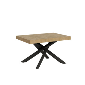 Table Volantis pieds anthracite D.90 - Table extensible 130/234x90 cm Volantis frêne blanc pieds anthracite