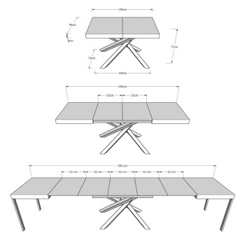 Table Volantis pieds anthracite D.90 - Table extensible 130/390x90 cm Volantis frêne blanc pieds anthracite