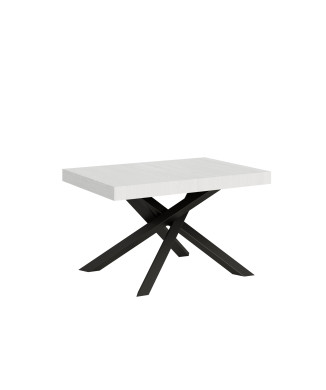 Table Volantis pieds anthracite D.90 - Table extensible 130/390x90 cm Volantis frêne blanc pieds anthracite