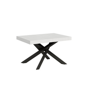 Table Volantis pieds anthracite D.90 - Table extensible 130/390x90 cm Volantis frêne blanc pieds anthracite