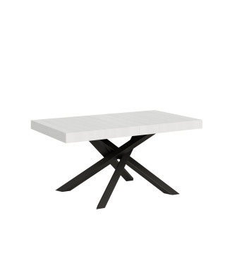 Table Volantis pieds anthracite D.90 - Table extensible 160/264x90 cm Volantis frêne blanc pieds anthracite