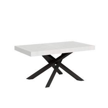 Table Volantis pieds anthracite D.90 - Table extensible 160/264x90 cm Volantis frêne blanc pieds anthracite