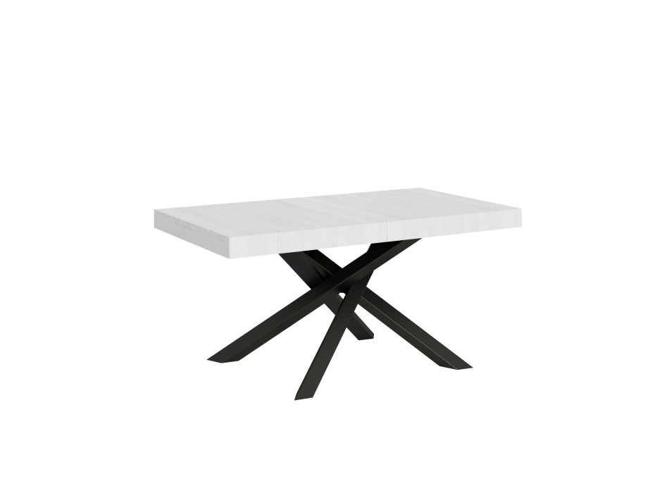 Table Volantis pieds anthracite D.90 - Table extensible 160/264x90 cm Volantis frêne blanc pieds anthracite