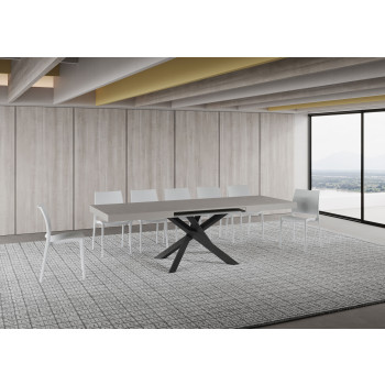 Table Volantis pieds anthracite D.90 - Table extensible 160/420x90 cm Volantis frêne blanc pieds anthracite