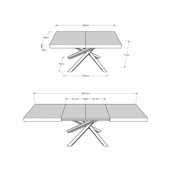 Table Volantis pieds anthracite D.90 - Table extensible 180/284x90 cm Volantis frêne blanc pieds anthracite