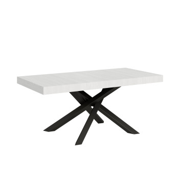 Table Volantis pieds anthracite D.90 - Table extensible 180/284x90 cm Volantis frêne blanc pieds anthracite