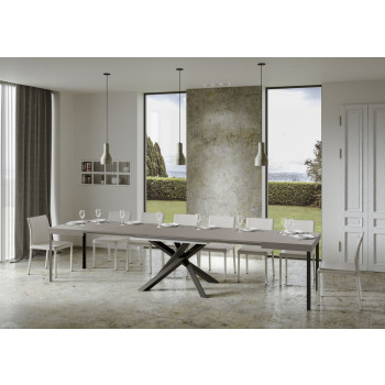 Table Volantis pieds anthracite D.90 - Table extensible 180/440x90 cm Volantis frêne blanc pieds anthracite