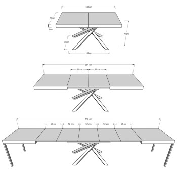 Table Volantis pieds anthracite D.90 - Table extensible 180/440x90 cm Volantis frêne blanc pieds anthracite