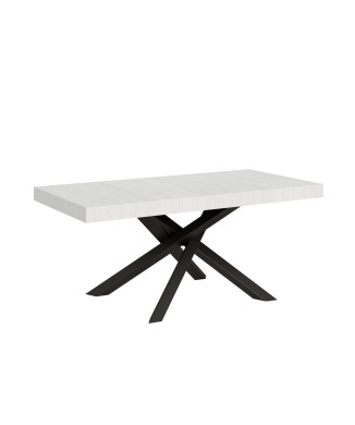 Table Volantis pieds anthracite D.90 - Table extensible 180/440x90 cm Volantis frêne blanc pieds anthracite