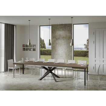 Table Volantis pieds anthracite D.90 - Table extensible 200/460x90 cm Volantis frêne blanc pieds anthracite