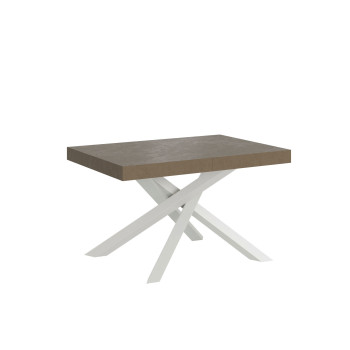 Table Volantis pieds blancs D.90 - Table extensible 140/400x90 cm Volantis frêne blanc pieds blancs