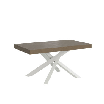 Table Volantis pieds blancs D.90 - Table extensible 160/264x90 cm Volantis frêne blanc pieds blancs