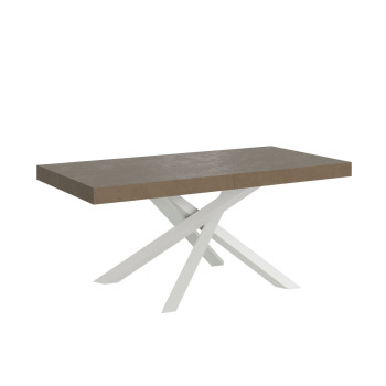 Table Volantis pieds blancs D.90 - Table extensible 180/284x90 cm Volantis frêne blanc pieds blancs