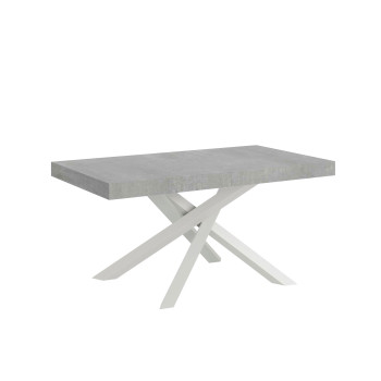 Table Volantis pieds blancs D.90 - Table extensible 180/284x90 cm Volantis frêne blanc pieds blancs