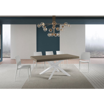 Table Volantis pieds blancs D.90 - Table extensible 200/304x90 cm Volantis frêne blanc pieds blancs