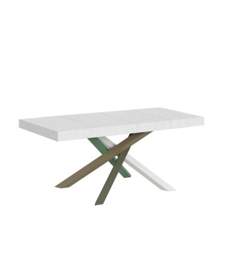 Table Volantis Premium Color 4/A P.90 - Table extensible 140/244x90 cm Volantis Premium frêne blanc pieds multicolores 4/A