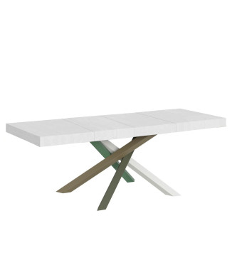 Table Volantis Premium Color 4/A P.90 - Table extensible 160/264x90 cm Volantis Premium frêne blanc pieds multicolores 4/A